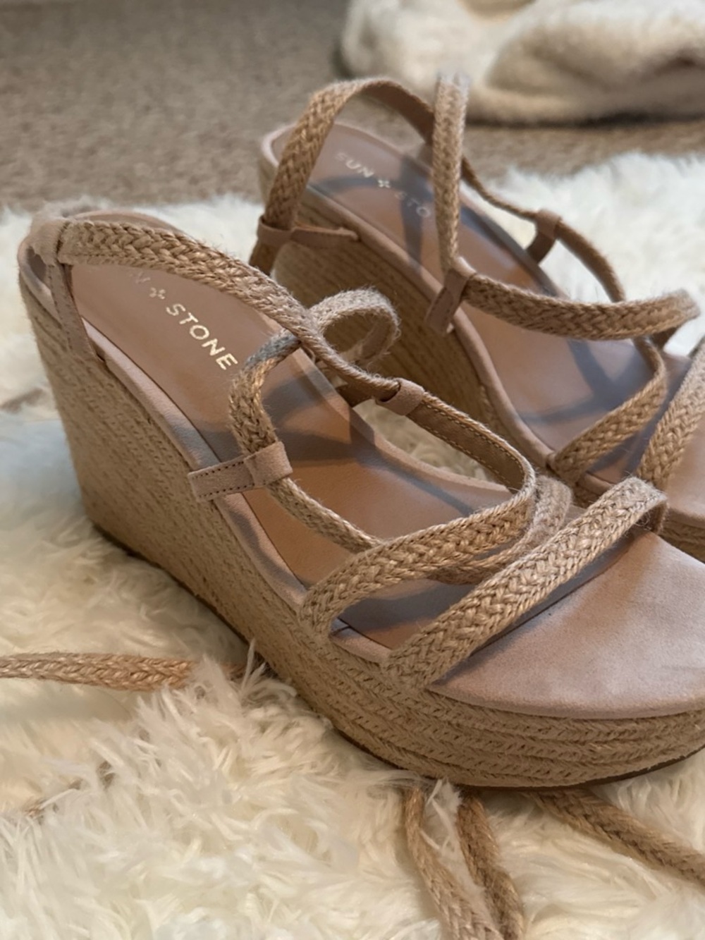Kendall & Kylie Beige Braided Espadrille Wedge Sandals